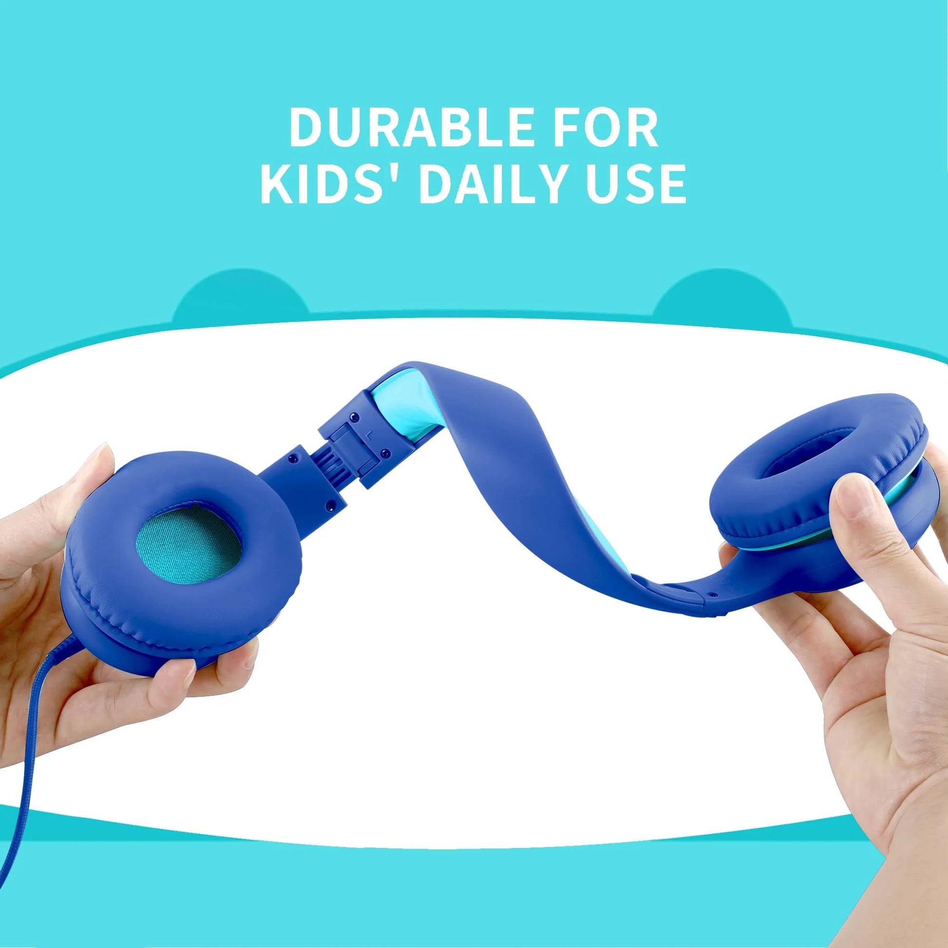 Kid'S Foldable Wired Over-Ear Headphones, Blue, HKC306