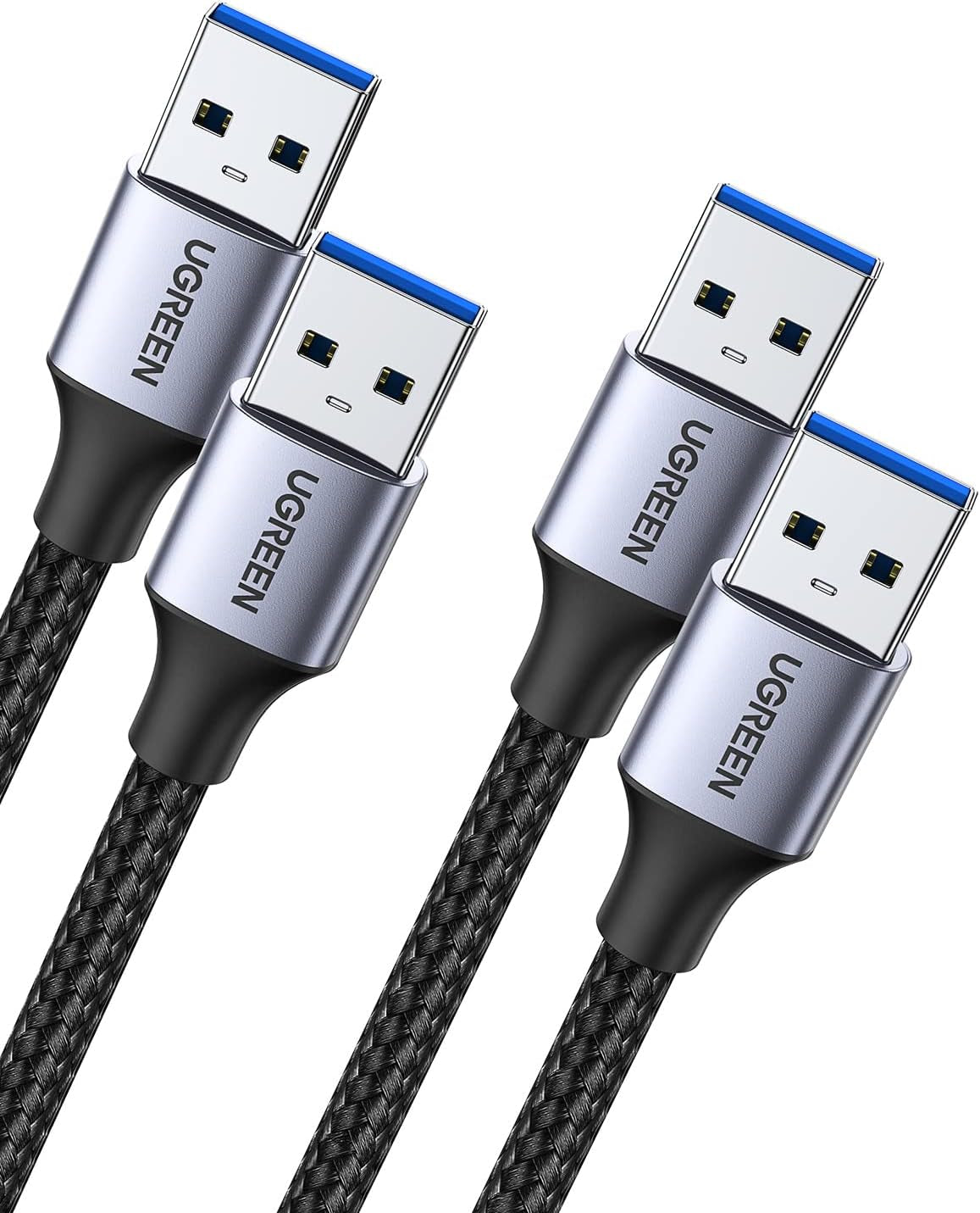 USB a to USB A, Male to Male, 2 Pack USB to USB 3.0 Cable Compatible with External Hard Drive, Laptop Cooler, DVD Player, TV, USB 3.0 Hub, Monitor, Camera, Set up Box, and More(1.5 FT +1.5 FT)