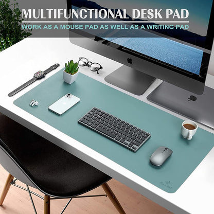 Large Office Leather Desk Mat, Mouse and Keyboard Pad, Computer and Laptop Mat, Desktop Protector and Cover, Writing Pad and Blotter (31.5"X15.7", Green)