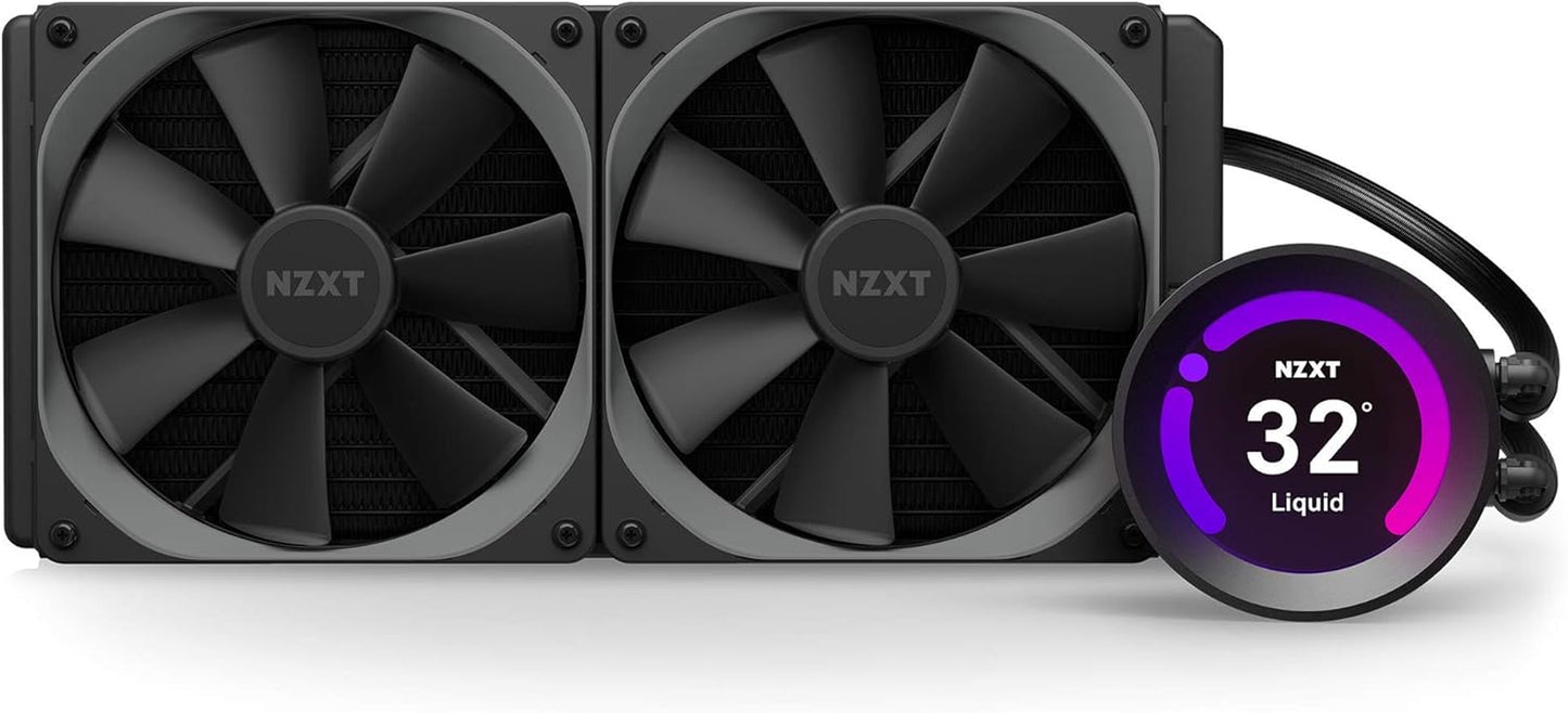 Kraken Z63 280Mm - RL-KRZ63-01 - AIO RGB CPU Liquid Cooler - Customizable LCD Display - Improved Pump - Powered by CAM V4 - RGB Connector - Aer P 140Mm Radiator Fans (2 Included),Black