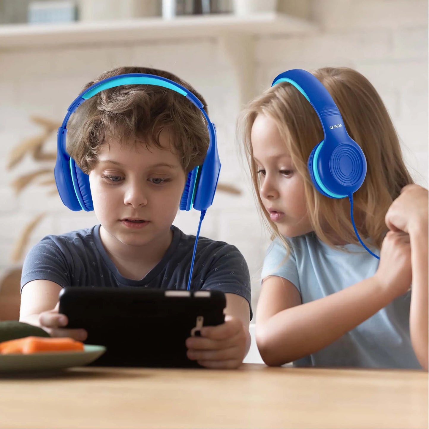 Kid'S Foldable Wired Over-Ear Headphones, Blue, HKC306